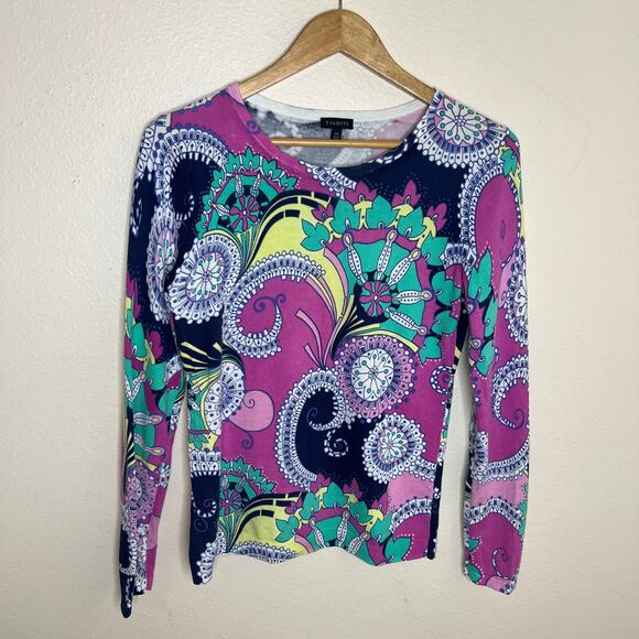 Talbots Light Weight Boho Paisley Sweater Size XS - Picture 1 of 8